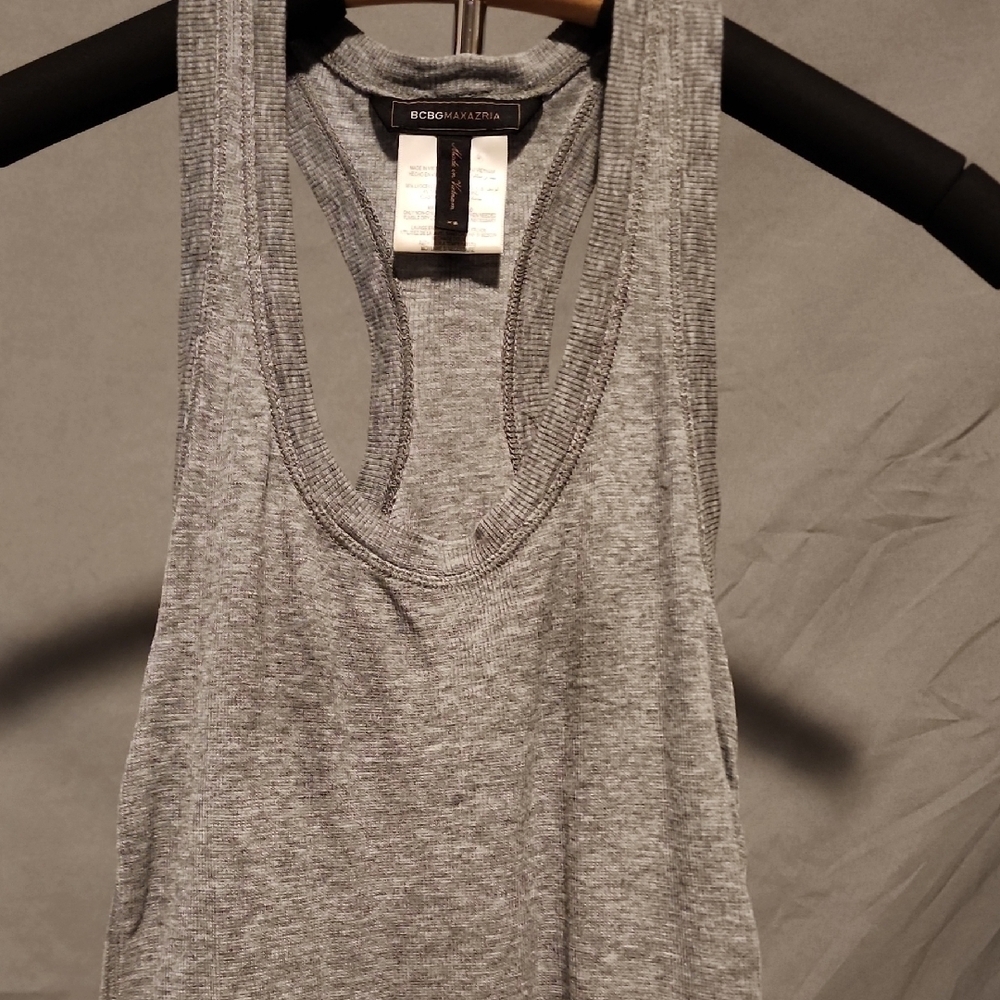 BCBGMaxAzria Gray Cut Out Sleeveless Tank Top